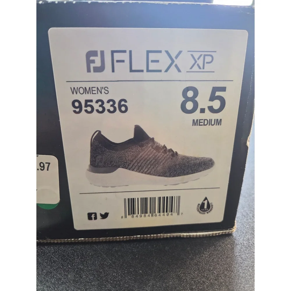 FootJoy Flex XP Womens Golf Shoes 95336 Gray Black Waterproof Spikeless Size 8.5